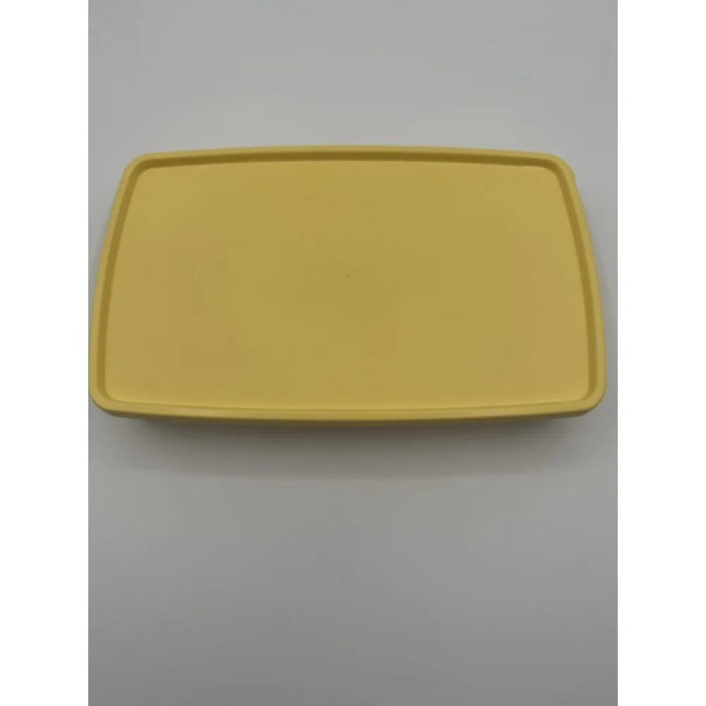 Vintage Tupperware 600 mL Rectangular Container Yellow Lid Snowflake Design